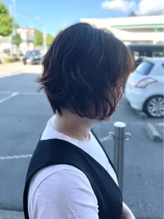 ミディアム カラー パーマ 坂尻 嘉珠也のヘアスタイル