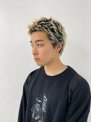 メンズ スパイキーパーマ 柏NO1 藤本葉のヘアスタイル