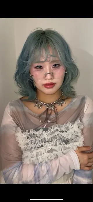 ミディアム カラー 岡山ハイトーン・ ルーツカラー/こもものヘアスタイル