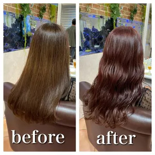 セミロング カラー ミヤザキ タクトのヘアスタイル