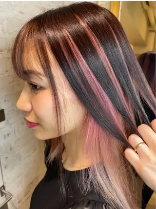 セミロング カラー matiz マティス 表参道所属・💜アンブレラカラー 髪質改善 丸尾】のヘアスタイル