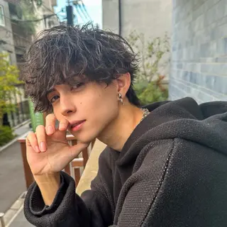 ミディアム カラー パーマ メンズ シースルーマッシュ/ メンズ/KYOHEIのヘアスタイル