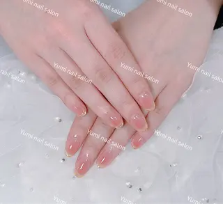 ネイル Shineジェル& チップ長さだしのネイルデザイン