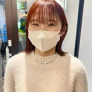 ミディアム カラー 🍊暖色×顔周り 🍊cocoroのヘアスタイル
