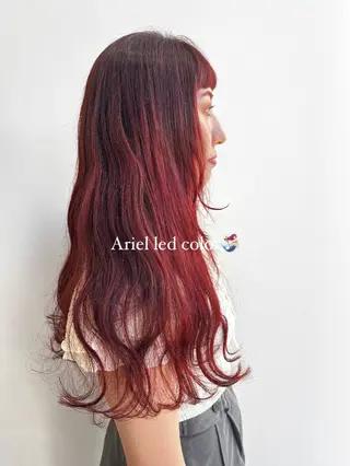 ロング カラー ヘアアレンジ 🥀暖色韓国ヘア💕 保科侑花のヘアスタイル