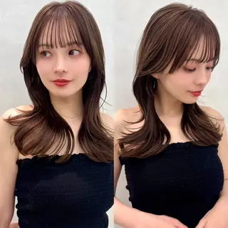 セミロング 学割🍒韓国風カット 縮毛矯正市川悟のヘアスタイル