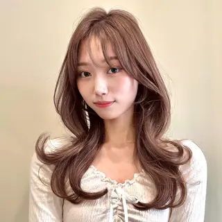 セミロング 🌹ハッシュカット、 レイヤー韓国ヘア🌹のヘアスタイル