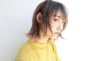 ミディアム カラー 神奈川大学最寄り白楽 三本松巧のヘアスタイル