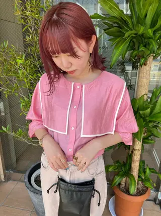 ミディアム カラー momoca 暖色カラー/ボブのヘアスタイル