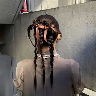 セミロング ヘアアレンジ 透明感カラー/ アレンジ/篠崎渚彩のヘアスタイル