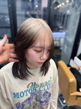 セミロング カラー ルーツカラー/ デザインカラー/井川のヘアスタイル