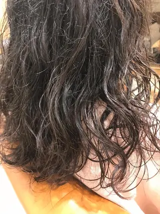 セミロング パーマ 暖色カラー🍊 ボブ🌿顔周りcutのヘアスタイル