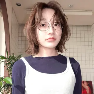 ミディアム カラー レイヤーカット ボブ 渋谷のヘアスタイル