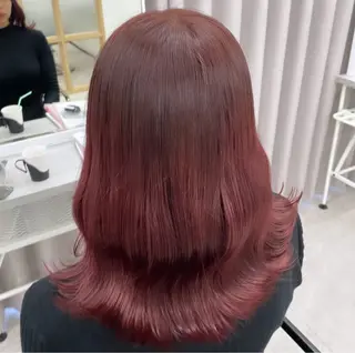 ミディアム 顔まわり🎀ピンク 💖ゆうなのヘアスタイル