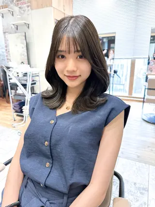 セミロング カラー 顔周り/くびれヘア 韓国ヘア💕風間るなのヘアスタイル