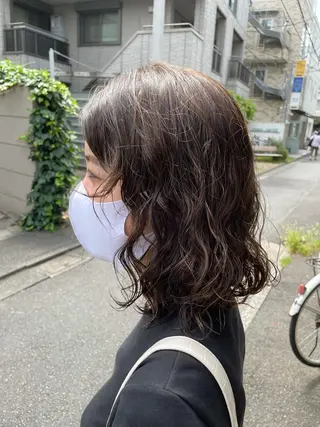 ミディアム カラー パーマ 🌿レイヤーボブ/パ ーマ🌿　木梨健太のヘアスタイル