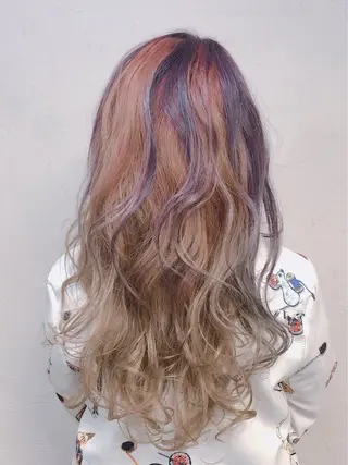 ロング カラー 髪質改善✨透明感カラ ー🌈シエルブルーのヘアスタイル