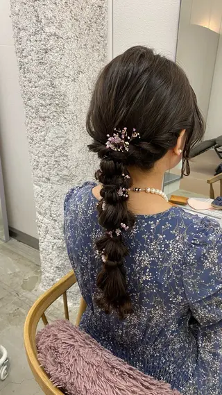 ロング カラー ヘアアレンジ NIKO/名古屋/ 伏見/花屋併設のヘアスタイル