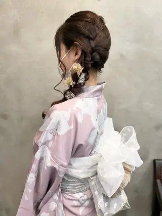 ロング ヘアアレンジ 【ピンク/韓国ヘア/ ヘアセット】亜海のヘアスタイル