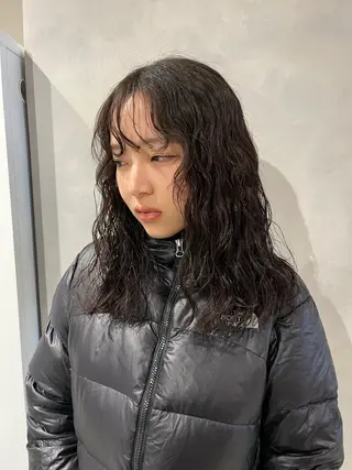 セミロング パーマ ボブ/ベージュ/ パーマ🪿近森ゆいのヘアスタイル