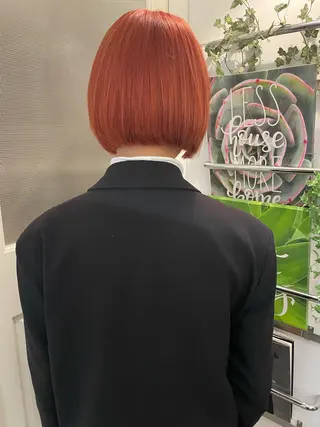 ショート カラー ブリーチなしで透け感 暖色カラーボブaoiのヘアスタイル