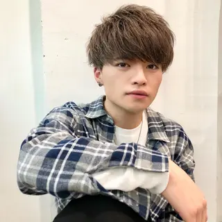 ショート カラー メンズ 赤み消し🌿 透明感カラー🫧のヘアスタイル