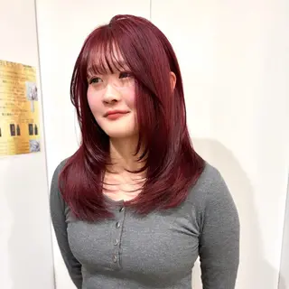 セミロング カラー ハイトーン/ウルフ/ レイヤー/Asukaのヘアスタイル