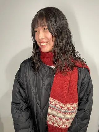 ミディアム パーマ カットモデル/ ハイトーン/ゆうあのヘアスタイル