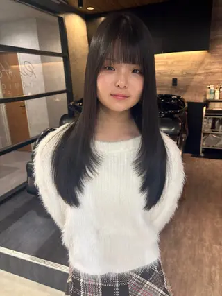 ロング Wカラー/レイヤーカ ット/韓国/デザインのヘアスタイル