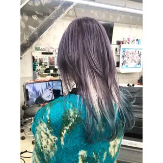 セミロング カラー 推しカラー✨ オタク美容師ユウカのヘアスタイル