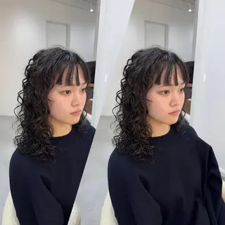 ミディアム パーマ R/🤎 パーマ＆ブリーチ🔥のヘアスタイル