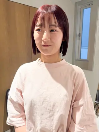 ショート カラー 似合わせぷつっとボブ 縮毛矯正 久保田彩菜のヘアスタイル