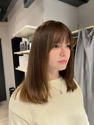 セミロング カラー ベージュ/グレージュ 恵比寿/丸山陽平のヘアスタイル