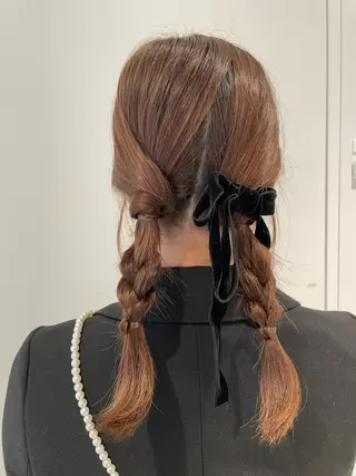 ミディアム ヘアアレンジ 🫧Ayumu🫧 透明感カラー/春日のヘアスタイル