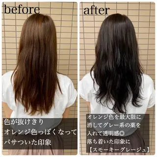 セミロング カラー ヘアアレンジ 外苑前NO.1艶髪 透明感カラーのヘアスタイル