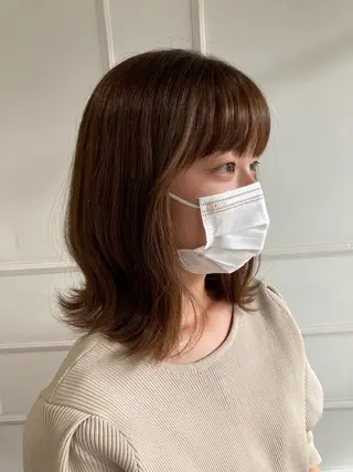 ミディアム カラー ヘアアレンジ 山﨑 まなかのヘアスタイル