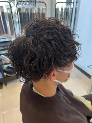 ミディアム パーマ メンズ 野口 竜矢のヘアスタイル