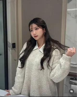 ロング カラー パーマ ヘアアレンジ メンズ キッズ 上品＆韓国風 🥀海心🥀のヘアスタイル