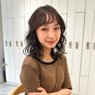 ミディアム パーマ 新宿パーマ美容師 〰️rika〰️のヘアスタイル