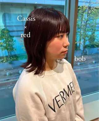ミディアム 加納千華 /ボブ/ぱつっとボブのヘアスタイル