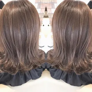 ミディアム カラー パーマ ミルクティーベージュ 山本勝志のヘアスタイル