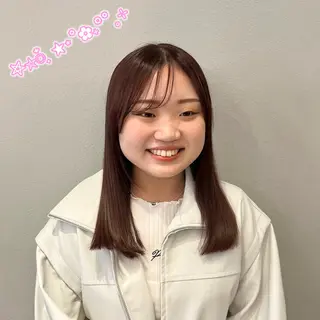 セミロング カラー ヘアセット/ピンク /レッド/あつはのヘアスタイル