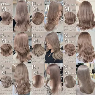 セミロング 透明感♡グレージュ ♡ミルクティー♡のヘアスタイル