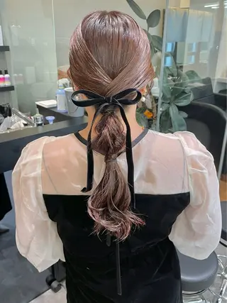 セミロング ヘアアレンジ ダブルカラー🫐 /まゆ🎀のヘアスタイル