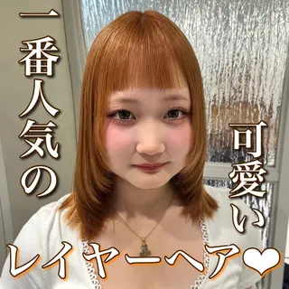 ミディアム 💖ブリーチ/暖色 𝐘𝐮𝐢💖のヘアスタイル