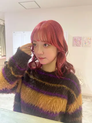 ミディアム カラー 🎀ダブルカラー/ ピンク×ガーリー🎀のヘアスタイル