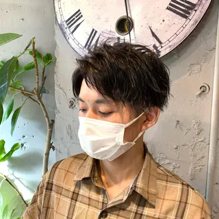 ショート メンズ ハイライト／レイヤー 木下翔太のヘアスタイル