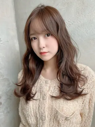 セミロング カラー パーマ 新宿✨レイヤーカット 韓国ヘア/坂本亜裟海のヘアスタイル