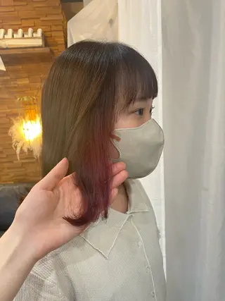 ミディアム カラー 顔周りカット 🎀サヤカ🎀のヘアスタイル