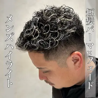 ショート カラー パーマ メンズ 💈メンズ特化 美容師サキ💈のヘアスタイル